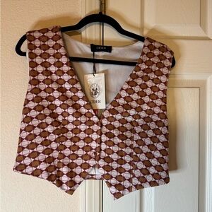 Cider Geometric Vest Top in Brown and Maroon - Vintage Inspired